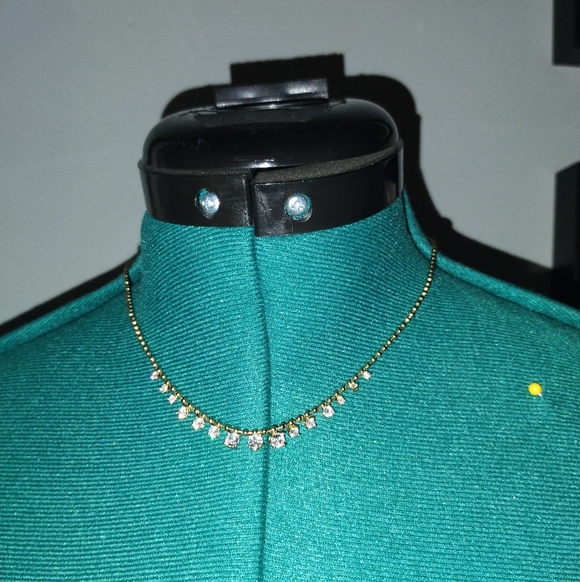 Aqua CZ Crystal Station on Gold Bead Chain Necklace NWT - Picture 2 of 8